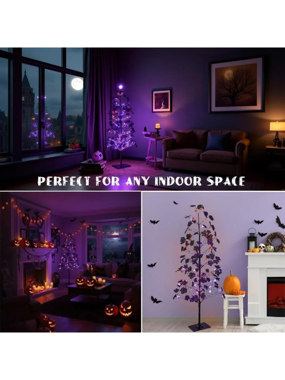 5FT Lighted Halloween Tree with 518 LED Twinkling Lights & Spooky Ornaments